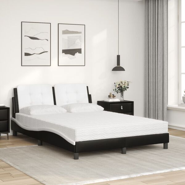 vidaXL Estrutura de cama sem colch&atilde;o Zadar 120x200 cm couro artificial preto e branco