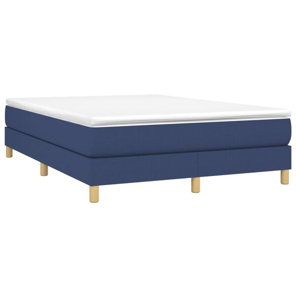 vidaXL Cama com molas/colchão 140x190 cm tecido azul
