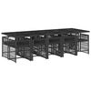 vidaXL 11 pcs conjunto de jantar p/ jardim c/ almofad&otilde;es vime PE preto