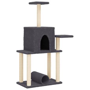 vidaXL &Aacute;rvore p/ gatos c/ postes arranhadores sisal 122cm cinza-escuro