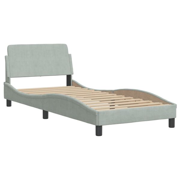 vidaXL Estrutura de cama Dover 90x200 cm veludo cinzento-claro