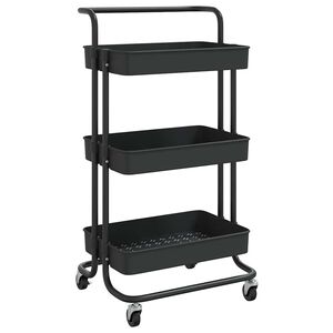 vidaXL Carrinho cozinha c/ 3 prateleiras ferro/ABS 42x35x85 cm preto