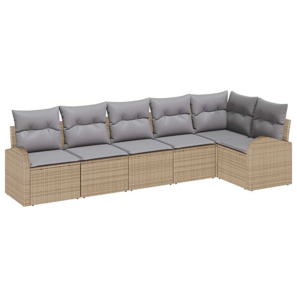 vidaXL Conjunto de Sofá de Jardim 6 pcs Bege Rattan Sintético