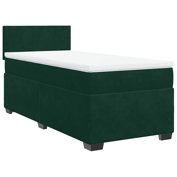 vidaXL Cama com molas/colch&atilde;o 90x190 cm veludo verde-escuro
