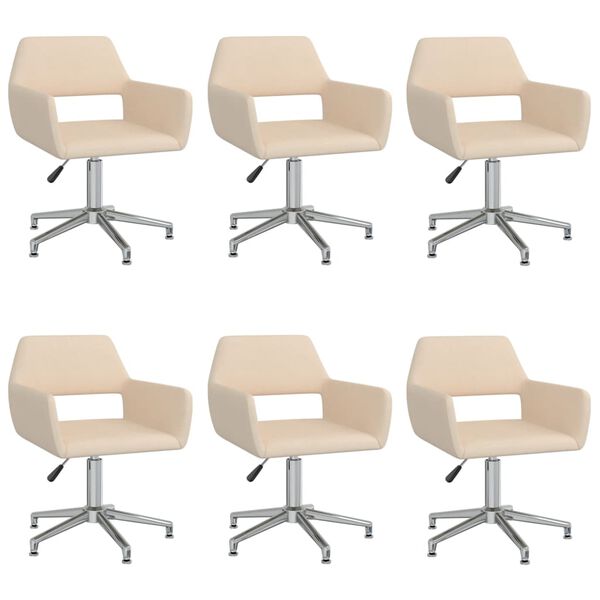vidaXL Cadeiras de jantar girat&oacute;rias 6 pcs tecido cor creme