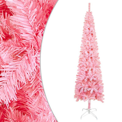 vidaXL Árvore de Natal pré-iluminada fina com bolas 120 cm rosa