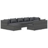 vidaXL 9 pcs conjunto lounge de jardim c/ almofad&otilde;es vime PE cinzento
