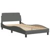 vidaXL Cama com colchão Hvar 100x200 cm tecido cinzento-escuro