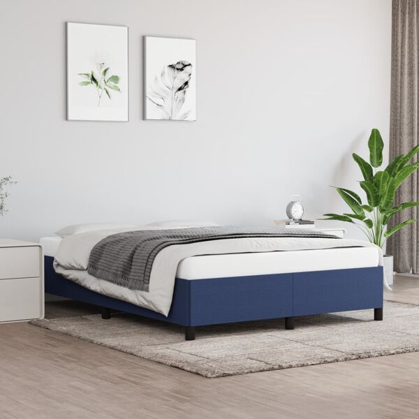 vidaXL Estrutura de cama sem colchão 140x190 cm tecido azul