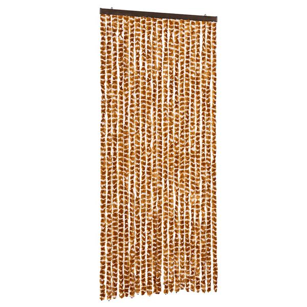 vidaXL Cortina anti-insetos 90x200 cm chenille ocre e branco