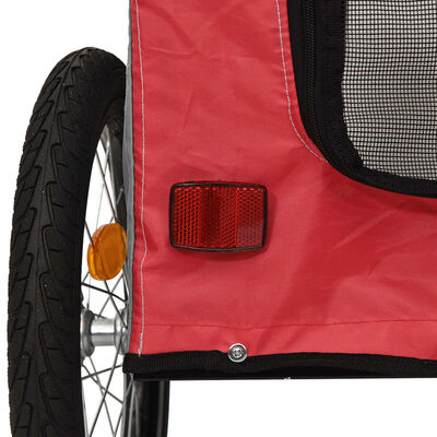 vidaXL Reboque bicicleta animais tecido oxford/ferro vermelho/cinzento