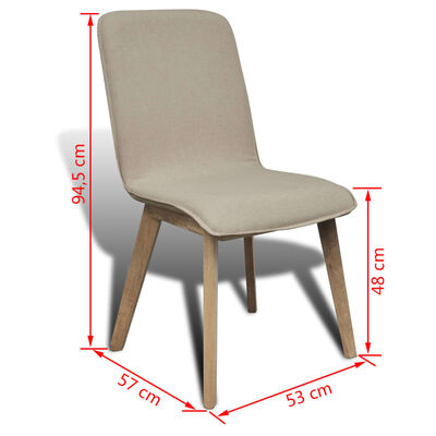 vidaXL Cadeiras jantar 4 pcs tecido bege e madeira de carvalho maciça