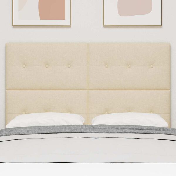 vidaXL Cabeceira com cabeceira Creme 144 cm Couro Sint&eacute;tico