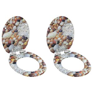 vidaXL Assentos sanita 2 pcs c/ tampas fecho suave MDF design seixos