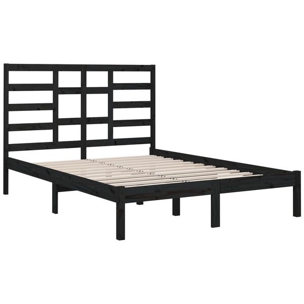 vidaXL Estrutura de cama 140x190 cm madeira maciça preto