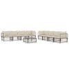 vidaXL 9 pcs conjunto lounge de jardim c/ almofad&otilde;es vime PE antracite