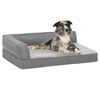 vidaXL Cama para c&atilde;es ergon&oacute;mica 75x53cm aspeto linho pel&uacute;cia cinzento