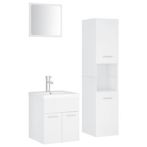 vidaXL Conjunto de m&oacute;veis de casa de banho contraplacado branco