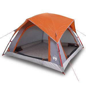vidaXL Tenda de campismo cabana p/ 4 pessoas impermeável cinza/laranja