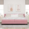 vidaXL Cama Box com colch&atilde;o com cabeceira Rosa 200 x 200 cm Poli&eacute;ster