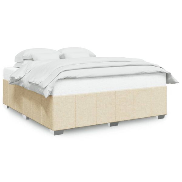 vidaXL Estrutura de cama sem colch&atilde;o 200x200 cm tecido cor creme
