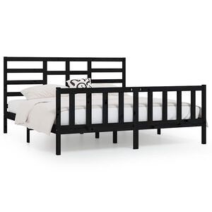 vidaXL Estrutura de cama 200x200 cm madeira de pinho maci&ccedil;a preto