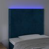 vidaXL Cabeceira cama c/ luzes LED veludo 100x5x118/128cm azul-escuro