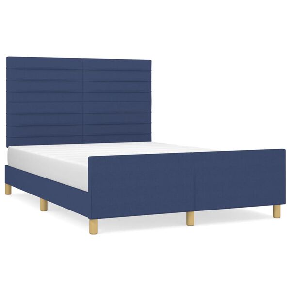 vidaXL Estrutura de cama sem colch&atilde;o 140x190 cm tecido azul