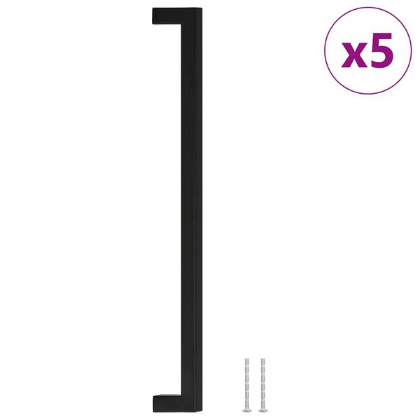 vidaXL Puxadores para m&oacute;veis 5 pcs 320 mm a&ccedil;o inoxid&aacute;vel preto