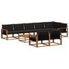 vidaXL Conjunto de Sof&aacute;s para Exterior 9 pcs Natural e Preto