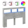 vidaXL Arm&aacute;rio de cabeceira c/ luzes LED 140x17x102cm cinzento cimento