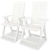 vidaXL Cadeiras de jardim reclin&aacute;veis 2 pcs pl&aacute;stico branco
