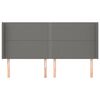 vidaXL Cabeceira cama c/ abas tecido 163x16x118/128 cm cinzento-escuro