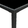 vidaXL Mesa de bar para jardim 130x60x110 cm vidro e vime PE preto