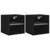 vidaXL M&oacute;veis de parede p/ TV com luzes LED 2 pcs 30x28,5x30 cm preto