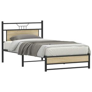 vidaXL Estrutura de cama sem colch&atilde;o 107x203 cm carvalho sonoma