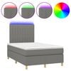 vidaXL Cama box spring c/ colch&atilde;o e LED 120x190 cm tecido cinza-escuro