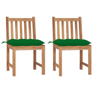 vidaXL Cadeiras de jardim c/ almofad&otilde;es 2 pcs madeira de teca maci&ccedil;a