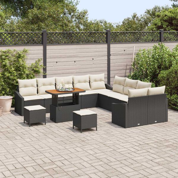 vidaXL Conjunto de Sof&aacute; de Jardim 13 pcs Preto Rattan Sint&eacute;tico