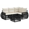 vidaXL Conjunto de Sof&aacute; de Jardim 5 pcs Preto e Branco Creme vime PE