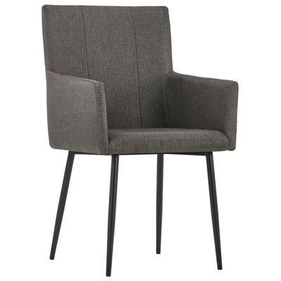 vidaXL Cadeiras jantar c/ apoio braços 2 pcs tecido cinza-acastanhado