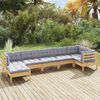 vidaXL 7 pcs conjunto lounge de jardim + almofad&otilde;es cinza pinho maci&ccedil;o