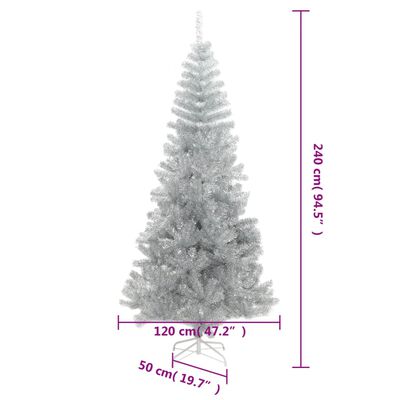 vidaXL Árvore de Natal artificial com suporte 240 cm PET prateado