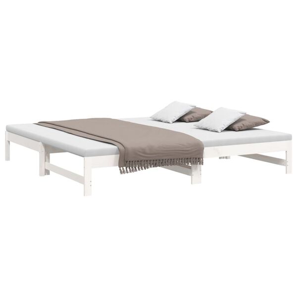 vidaXL Sof&aacute;-cama de puxar 2x(80x200) cm pinho maci&ccedil;o branco