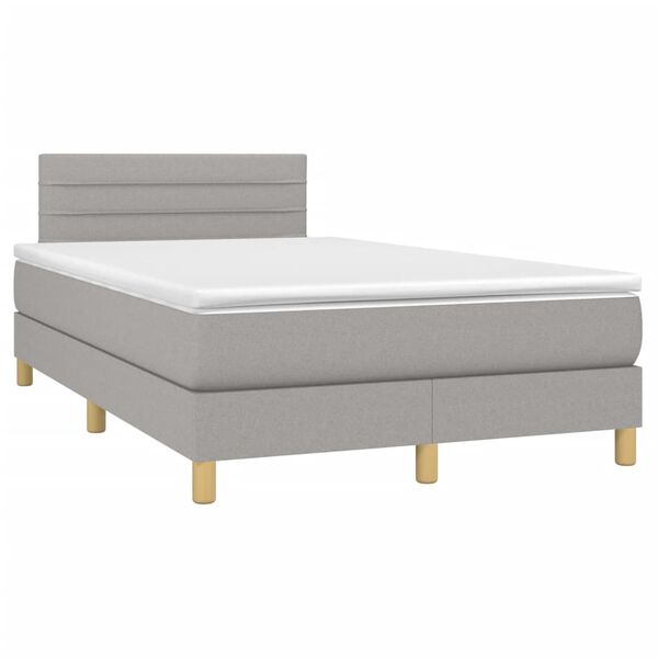 vidaXL Cama boxspring com colch&atilde;o 120x190 cm tecido cinzento-claro