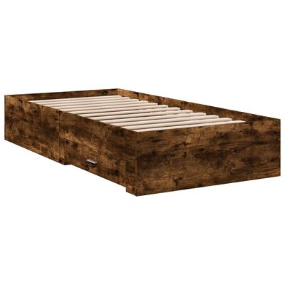 vidaXL Estrutura de cama c/ gavetas derivados madeira carvalho fumado