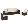 vidaXL 6 pcs conjunto de sof&aacute;s jardim c/ almofad&otilde;es vime PE castanho