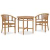 vidaXL 3 pcs conjunto de jantar p/ jardim madeira de teca maci&ccedil;a