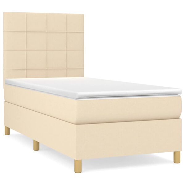 vidaXL Cama com molas/colch&atilde;o 80x200 cm tecido cor cr&egrave;me