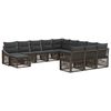 vidaXL Conjunto de Sof&aacute; de Jardim 12 unid. Cinzento vime PE